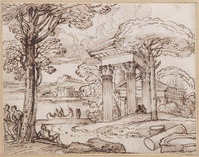 K V 144
<br/>
Landschap met tempelruïne
<br/>
<em>Grimaldi, Giovanni Francesco (1606-1680)</em>